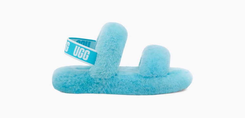 Ugg Oh Yeah - Kids Slides - Azure - NZ (0951CEQFY)